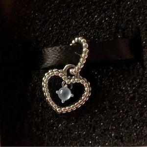 Pandora Sky Blue Beaded Heart Dangle Charm